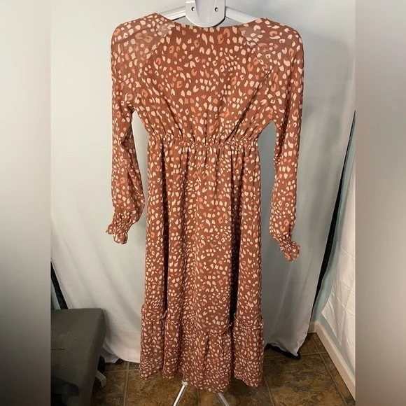 Isabel maternity long sleeved Brown Patterned Dress‎ size XS - Picture 3 of 7